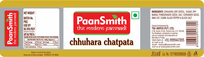 PaanSmith chhuhara chatpata label with brand logo and product name.